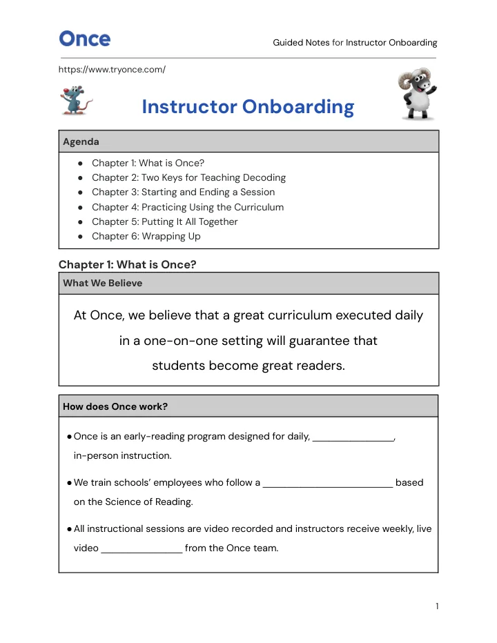 Preview of Guided Notes for Instructor Onboarding